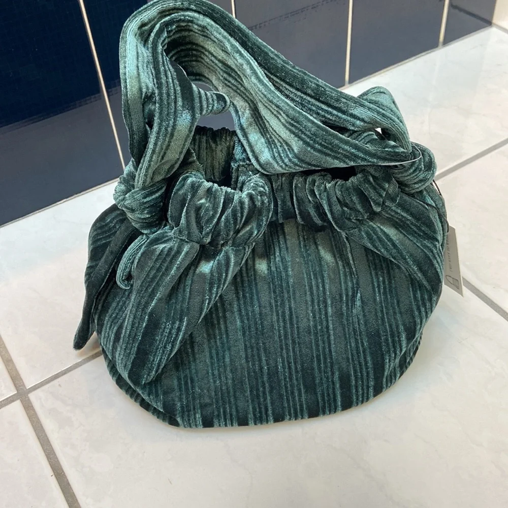 Anthropologie Turquoise Small Velvet/Velour Bag - Picture 3 of 7